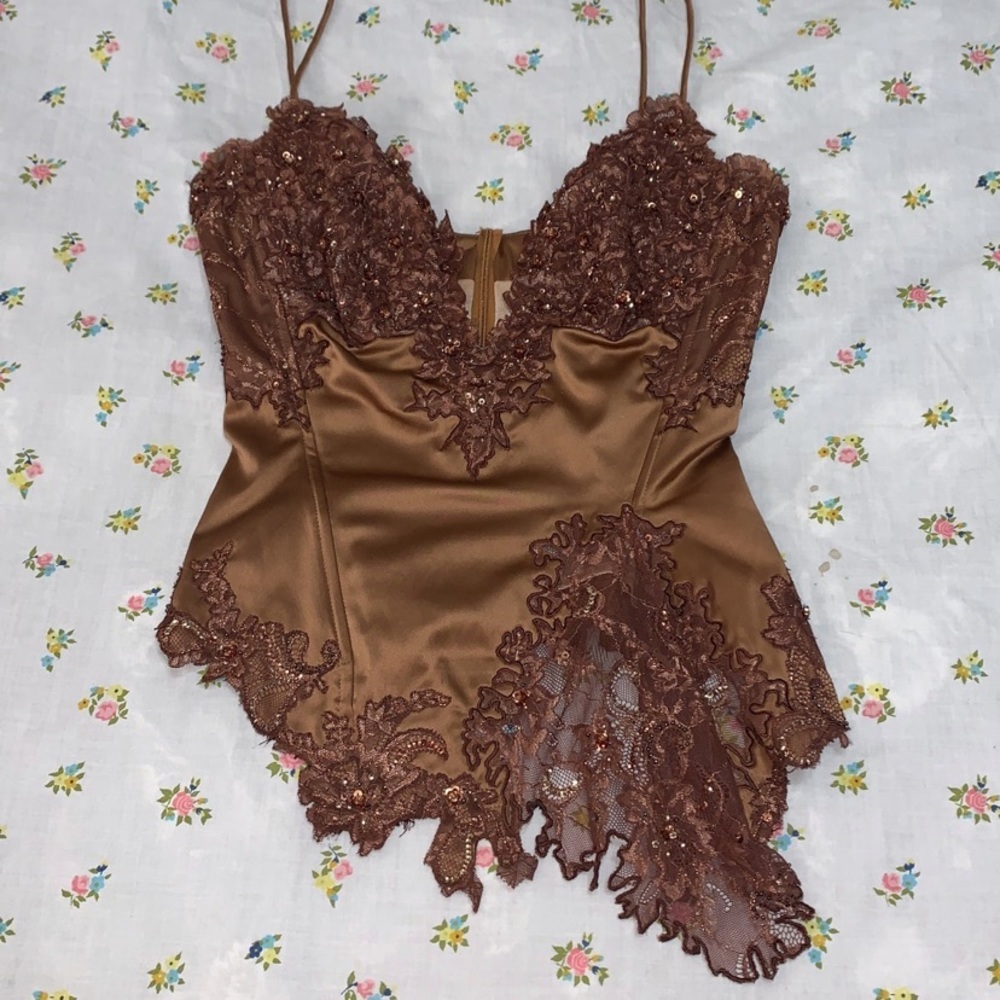 Y2K Lace Beaded Corset Top